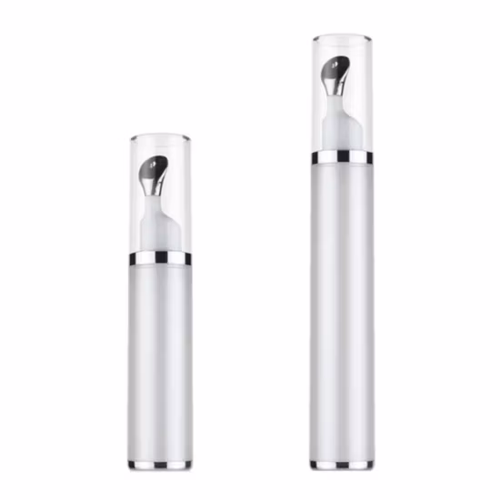 Double Wall 7.5ml 10ml 15ml Clear San Plastic Eye Cream Airless Bottle with Zinc Alloy Applicator for Anti- Wrinkle Serum Essential