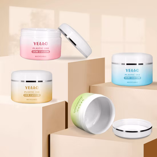 Embalagem cosmética personalizada para cuidados com a pele 30g 50g 100g 200g 250g 500g Frascos de creme de plástico com colher
